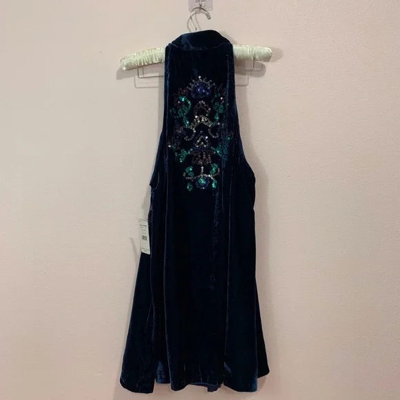 Free People Blue Velvet Dress NWT - Picture 5 of 8